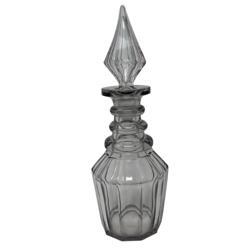 Antique Glass Three-ring Neck Decanter with a Steeple Stopper